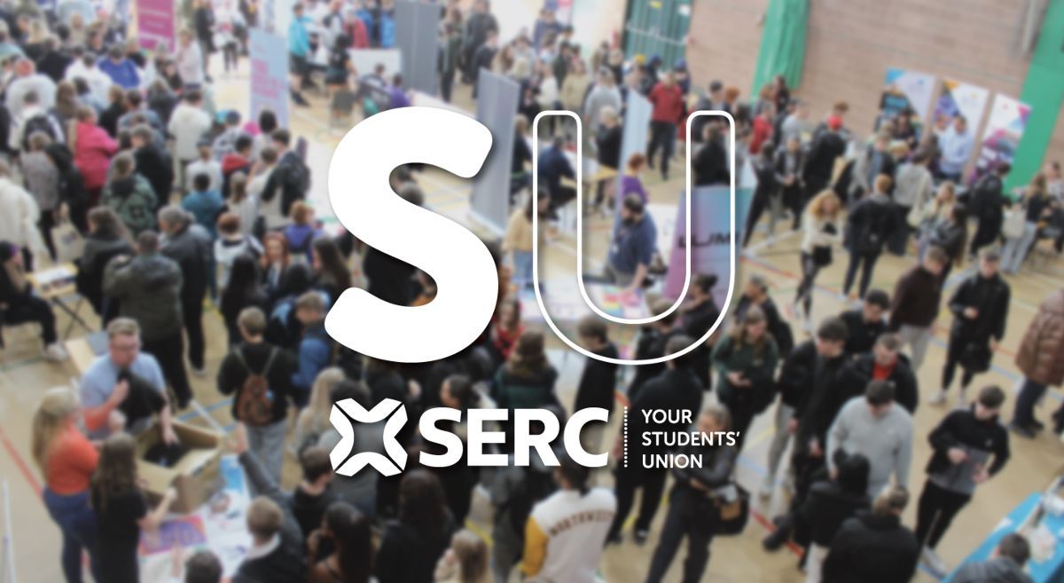 SERC SU Logo on blurred event background