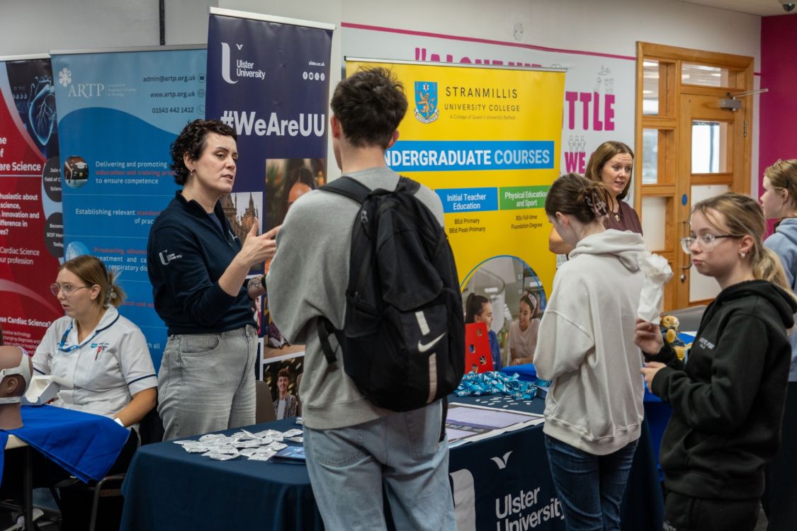 Image showing students at the Higher Education Fair in Bangor in 2025. 