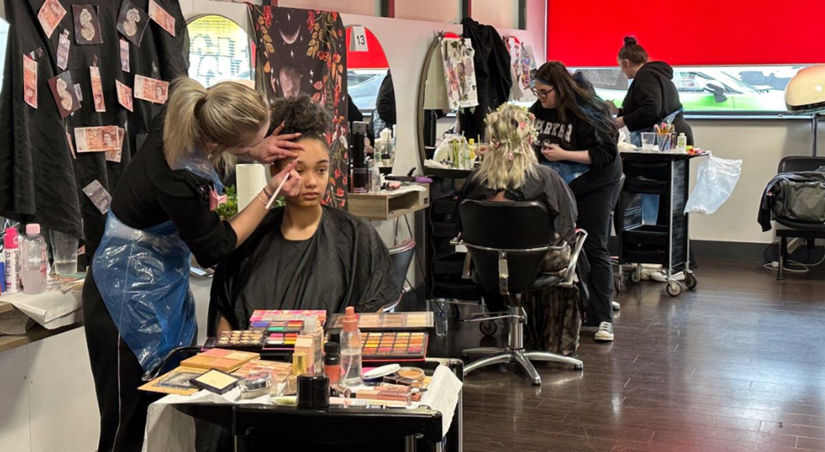 Picture of Hair and Media students during the competition