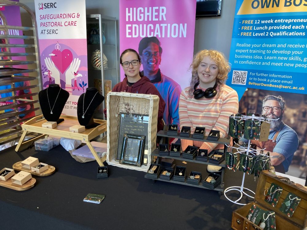 Michaela Doran and Avery Chambers from the Level 3 Art & Design with The Goblin Emporium.