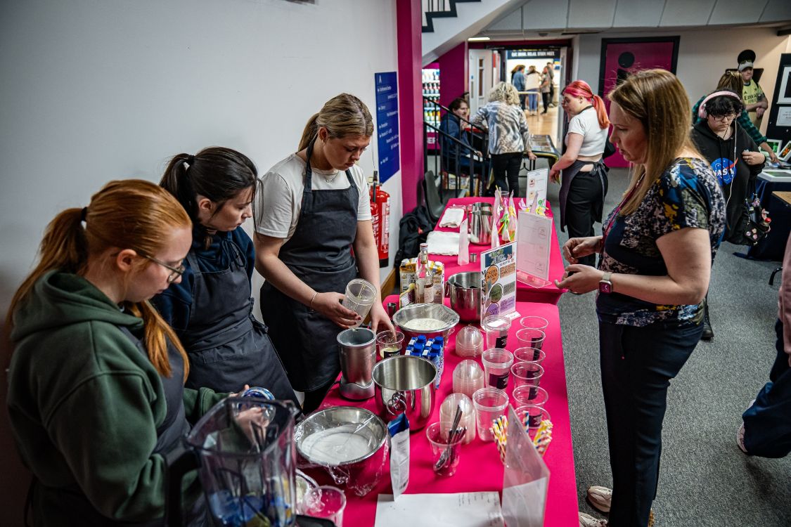 Students and staff at the Bangor Spring Fair