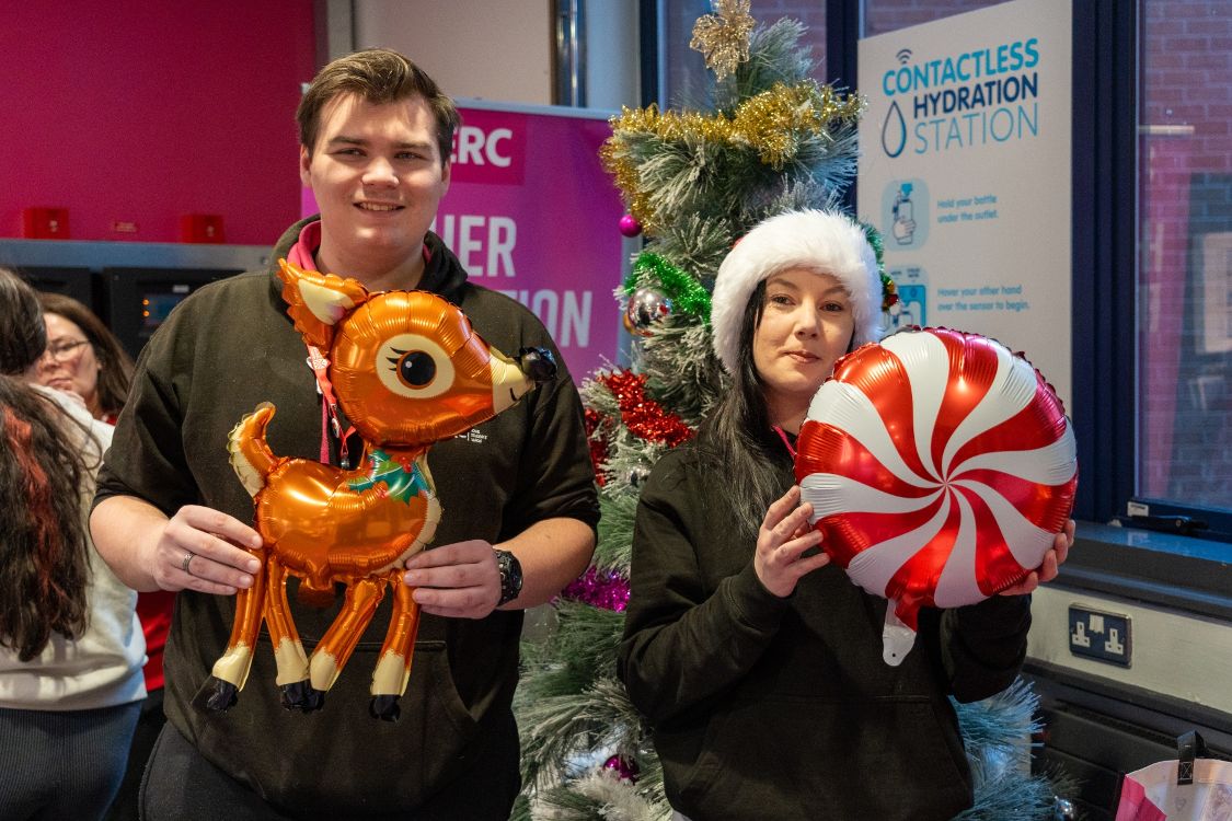 Mark Brashier, Student Governor  and Vikki Pinkerton, from SERC Students’ Union spread some festive cheer at the annual Christmas Market in the college’s Bangor Campus.