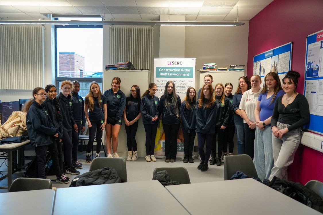 Students from Forthill Integrated College prepare for the construction taster day.