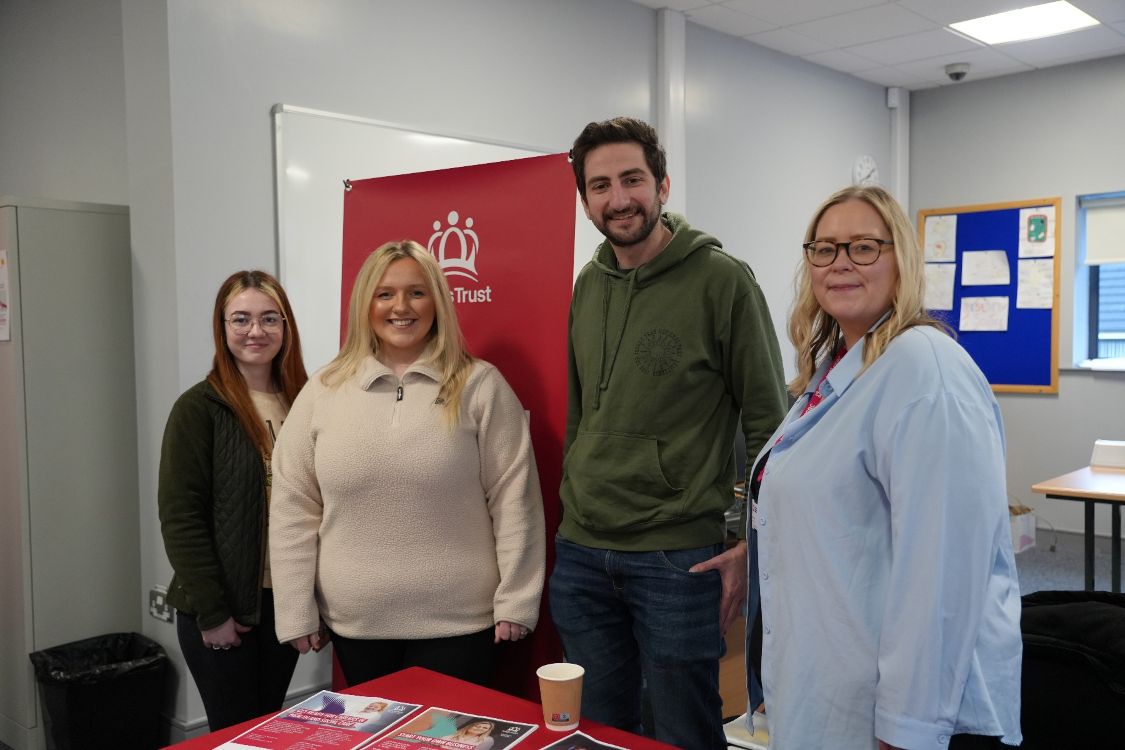 Mary Trainer and Claire Morrison, Level 3 Access Diploma in Foundation Studies with Majd Almasalkhi, The Kings Trust and Eilish Crilly, Careers Officer, SERC.