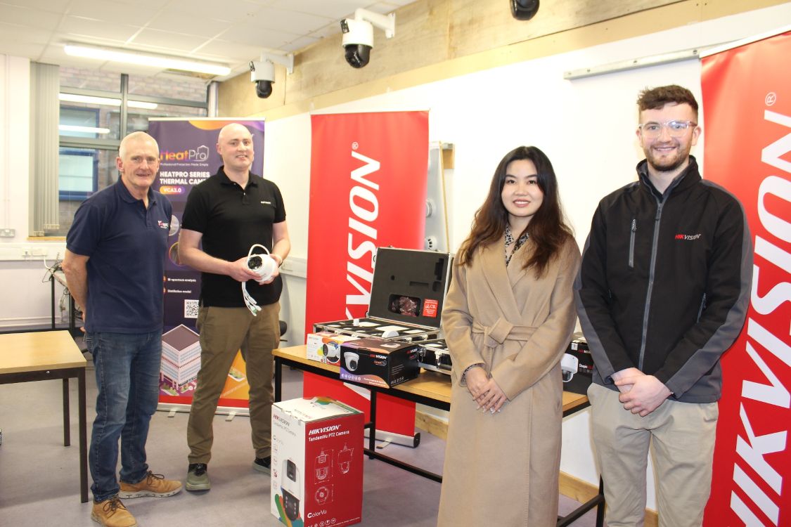 Robert Hamill with John Devine (business development manager, Hikvision), Mia Zhang (Hikvision regional manager, Ireland) and Mark McKenna