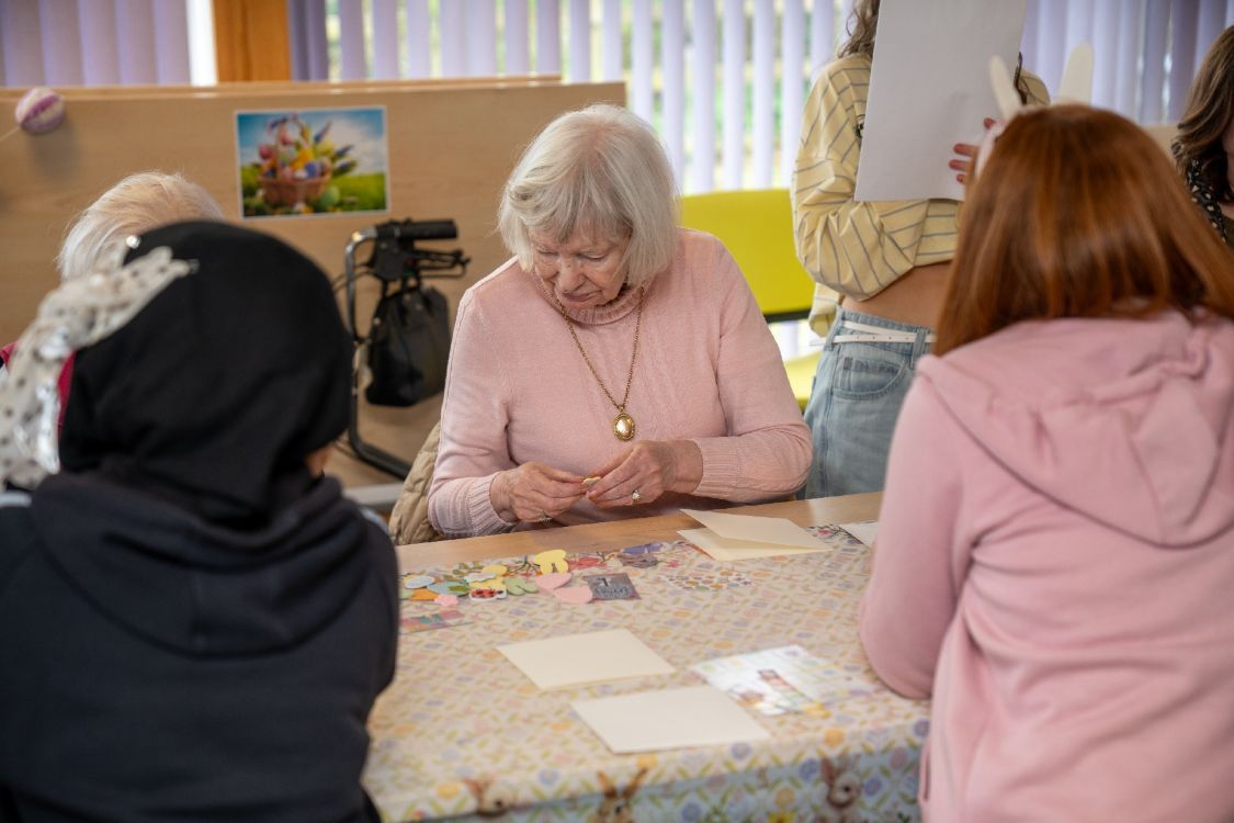 Level 2 Health and Social Care students and residents from Oakmont Lodge, Bangor