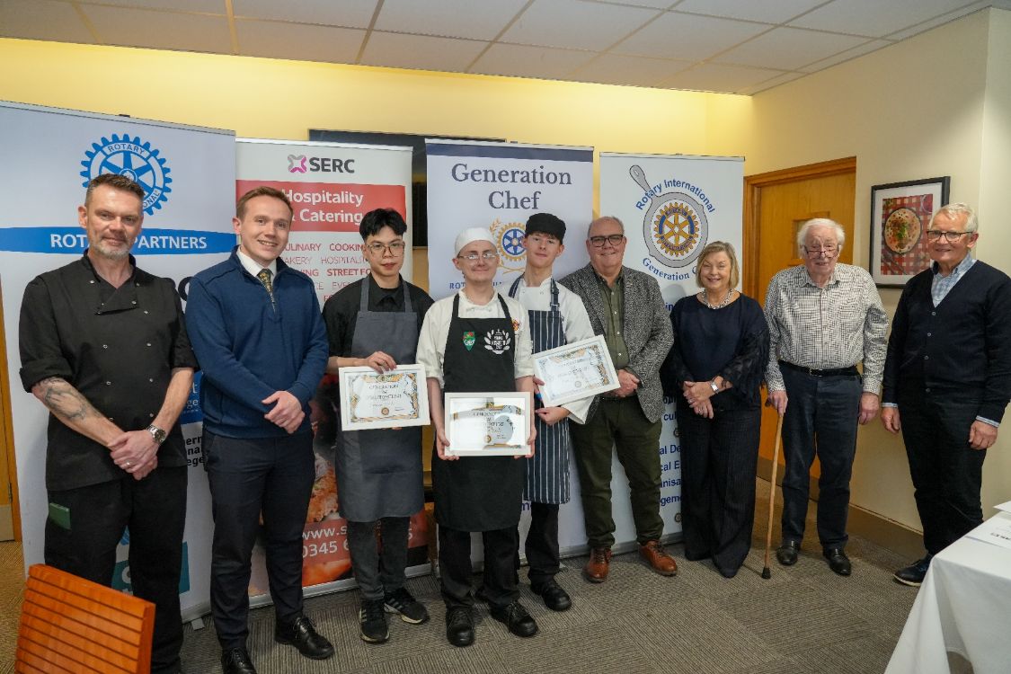 Picture of the SERC Lisburn team with their certificates, along with judges and sponsors