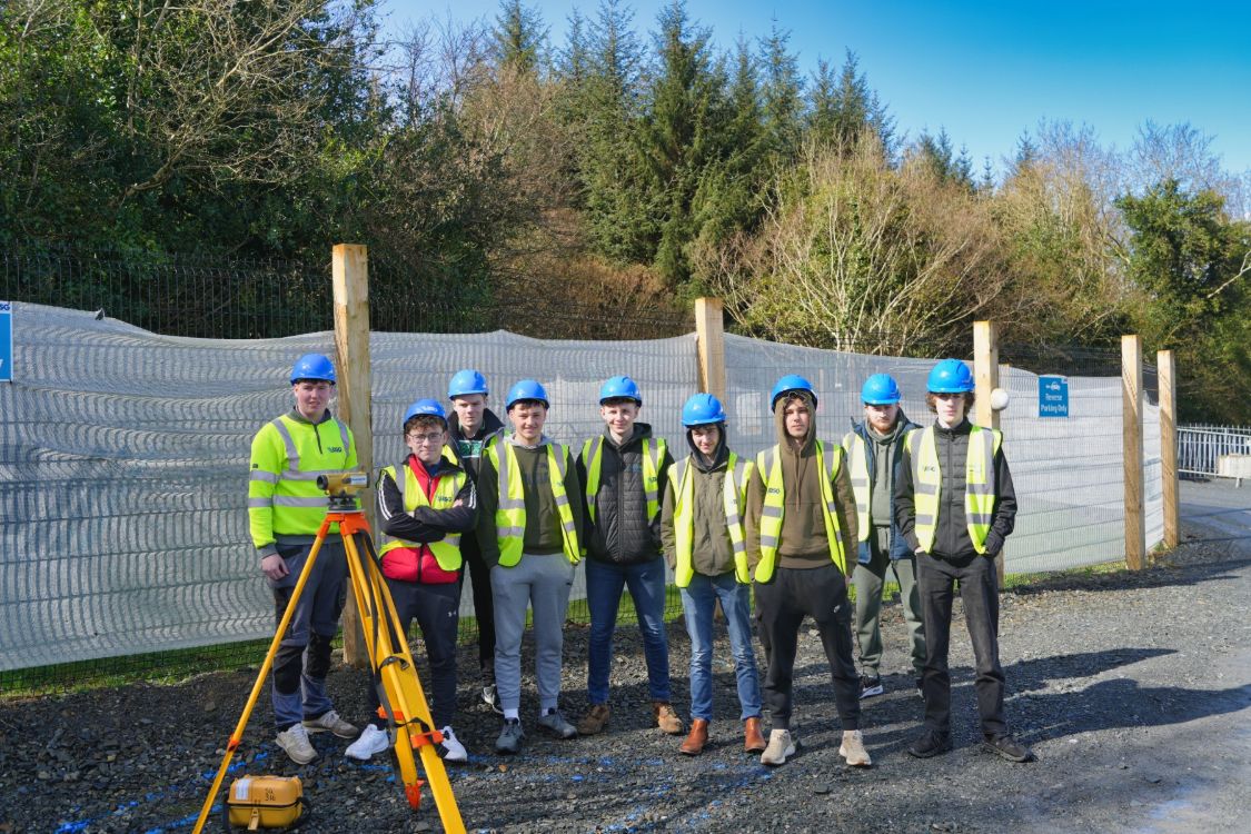 Connor Doherty Site Engineer,  BSG Engineering, with students, Darragh Brown, Eoin Jenkinson, Dara Pucci, Rory Hynds, Dylan Sharvin, Alex Taggart, Lorcan Ellison and Ryan McKay.