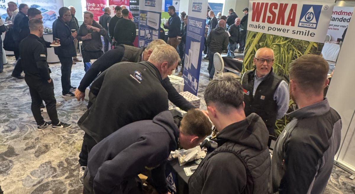 Apprentices visit trade stands at tech talk event.