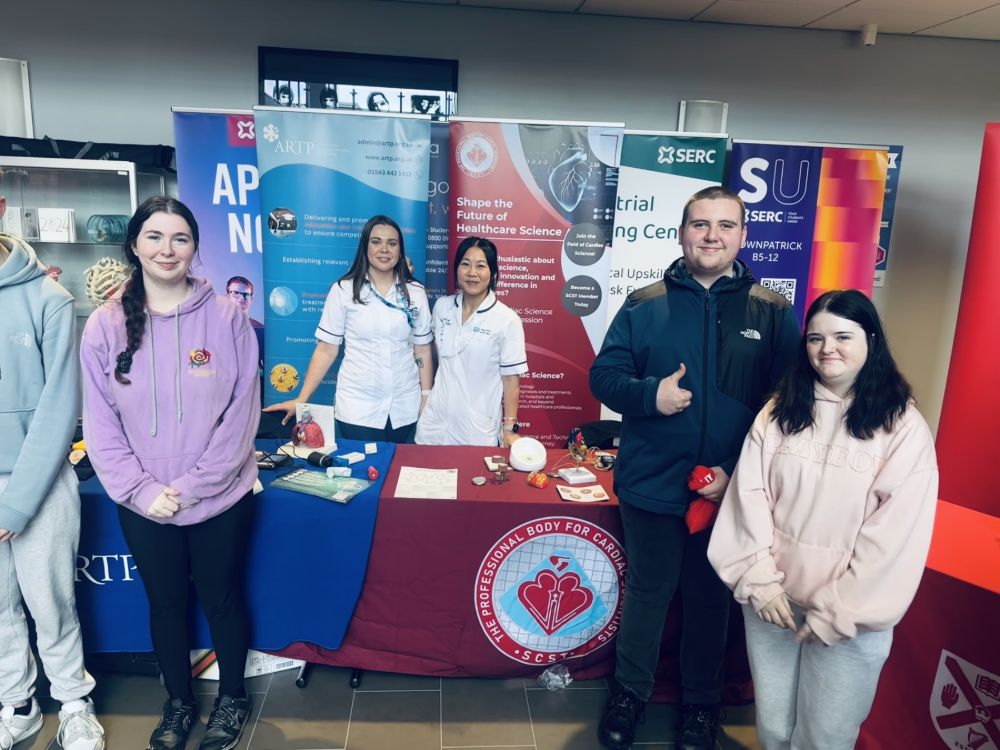 Coral Trainor and colleague with students at a SERC Careers event.