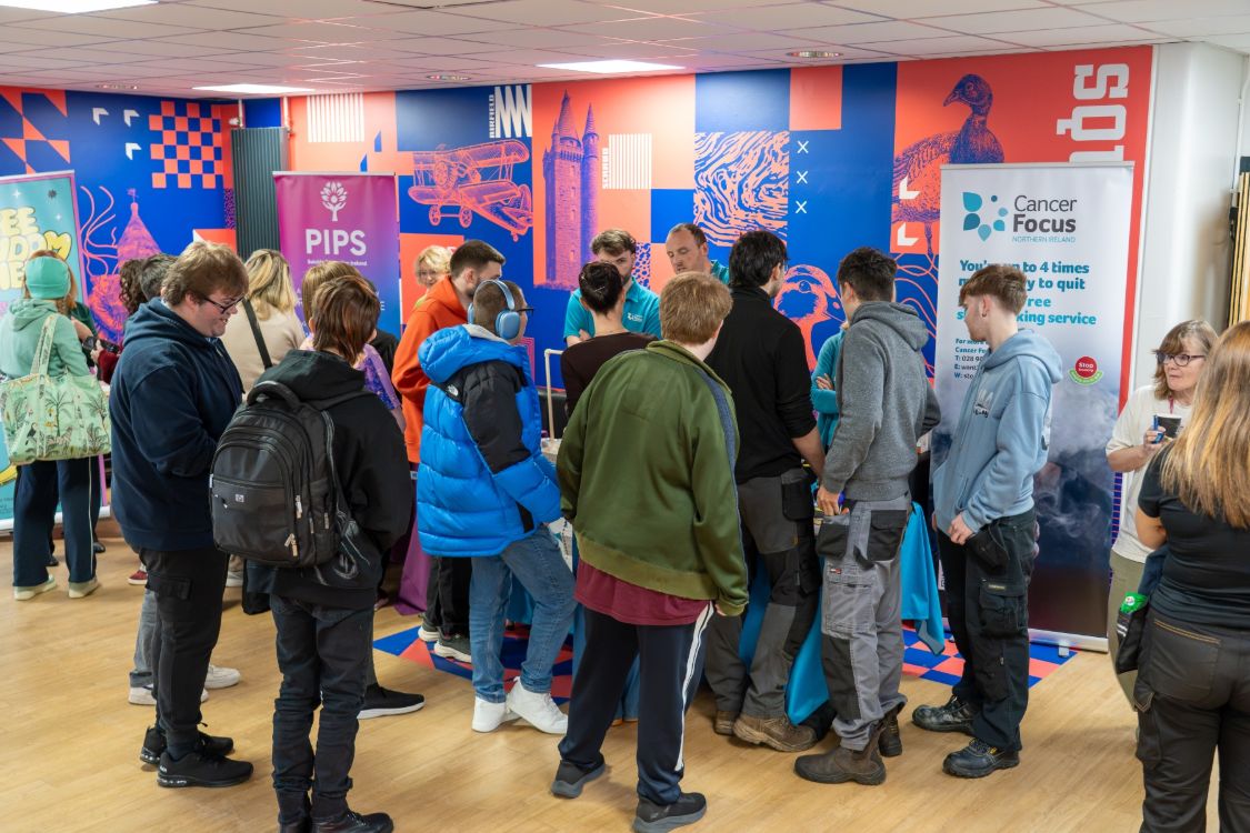 Students from SERC’s Newtownards Campus explore local services from exhibitors