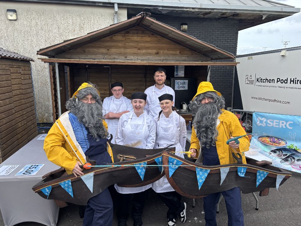 SERC Students with fishermen characters