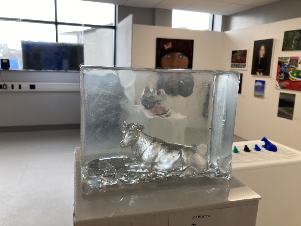 Artwork of a cow in epoxy resin,