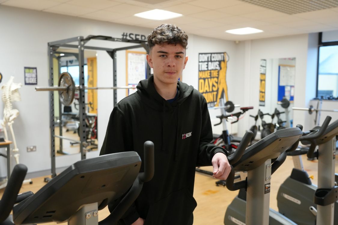 Sport Trainee Taylor Fung in the fitness suite at SERC Downpatrick Campus