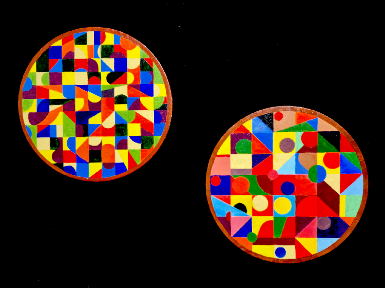 Painting of abstract circle with pattern
