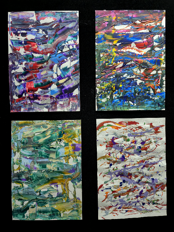 4 examples of mark making with paint