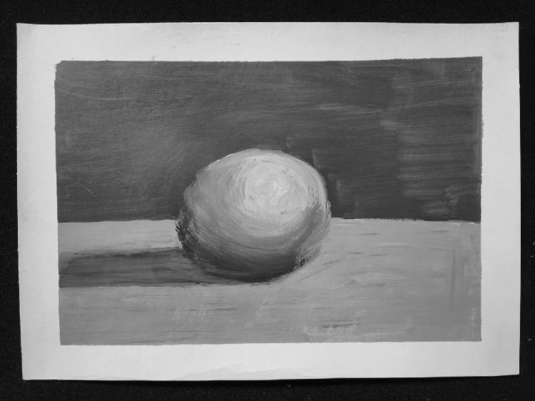 Greyscale painting of a sphere