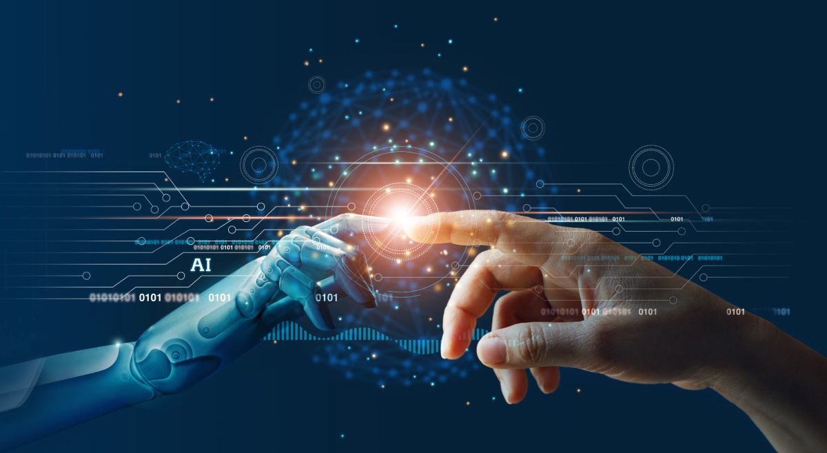 Image depicting a human and robot hand