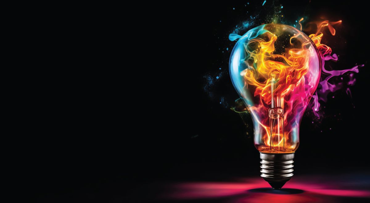 Light bulb with different colour flames