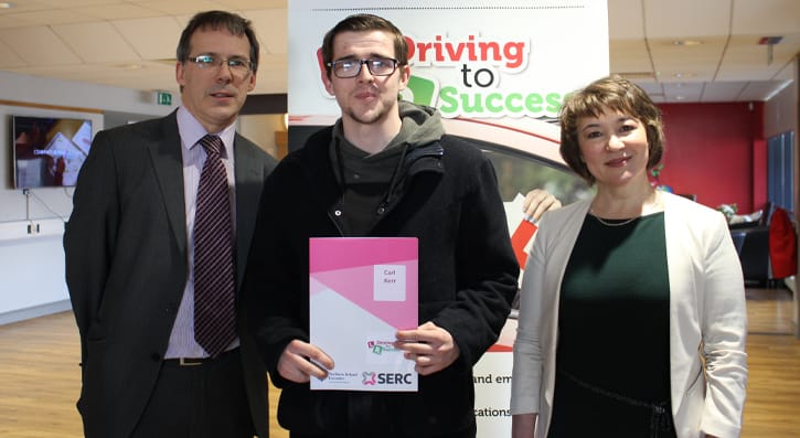 Students form South Eastern Regional College’s Downpatrick Campus were presented with certificates following successful completing of the Driving to Success programme 19/20. 