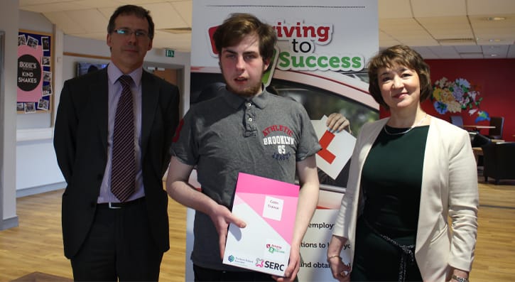 Students form South Eastern Regional College’s Downpatrick Campus were presented with certificates following successful completing of the Driving to Success programme 19/20. 