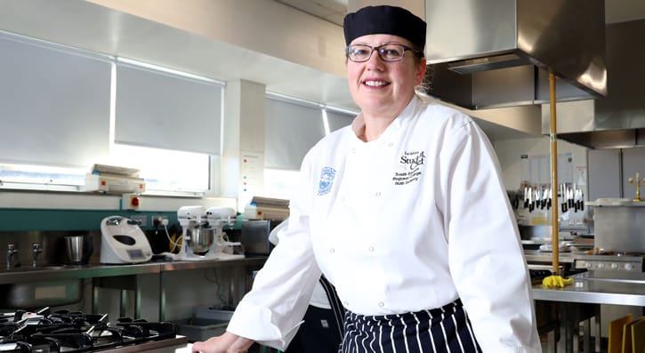 Ruth Doherty, SERC Lecturer in training kitchen.