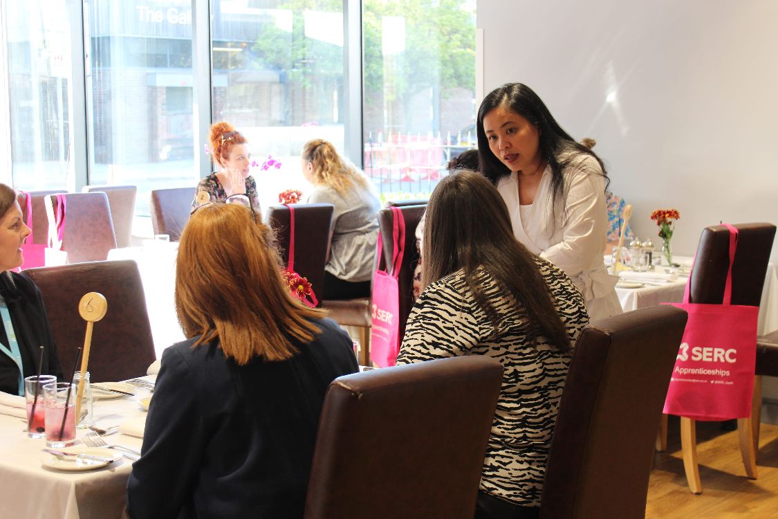 Olive Watson talking to guests and SERC staff