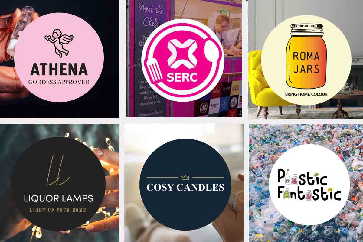 Collage of student company logos