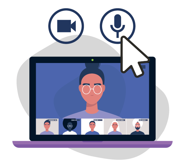 Graphic of an online learning taking place