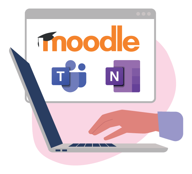 Graphic of a laptop prepared and ready for a person to start learning